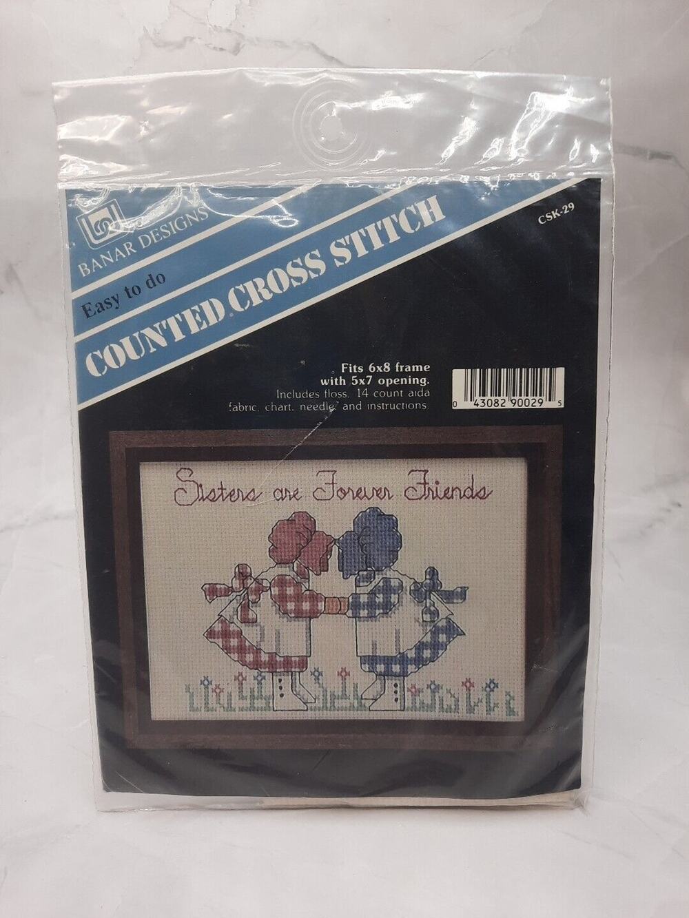 Banar Designs Counted Cross Stitch Kit Sisters Are Forever Friends CSK-29 5x7
